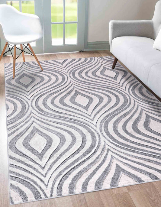 Valencia Ogee Carved Rugs - Silver
