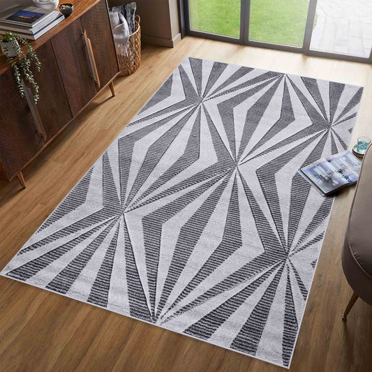 Valencia Crystal Carved Rugs - Dark Grey