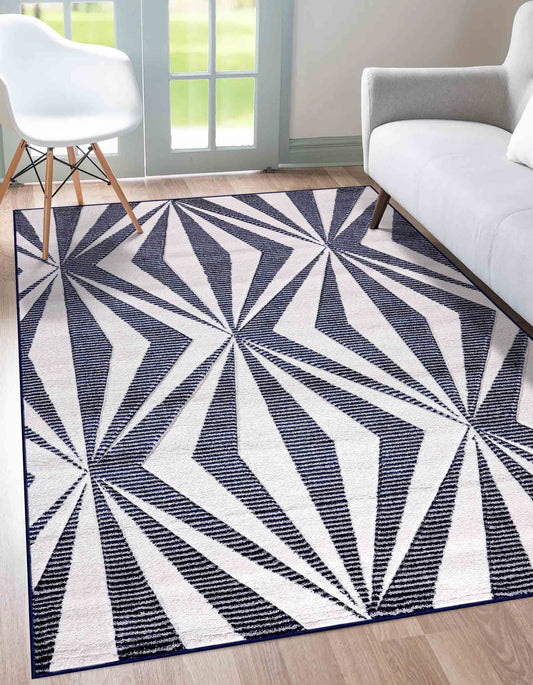 Valencia Crystal Carved Rugs - Navy