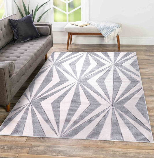 Valencia Crystal Carved Rugs - Silver