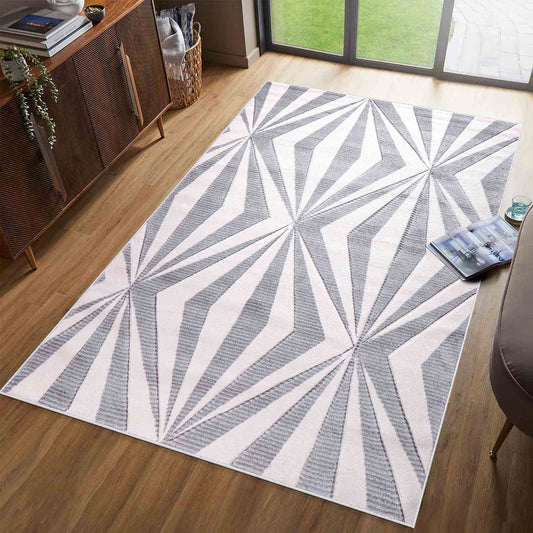 Valencia Crystal Carved Rugs - Silver