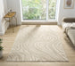 Cream Vellure Marble textured geometric rug, in a room setting