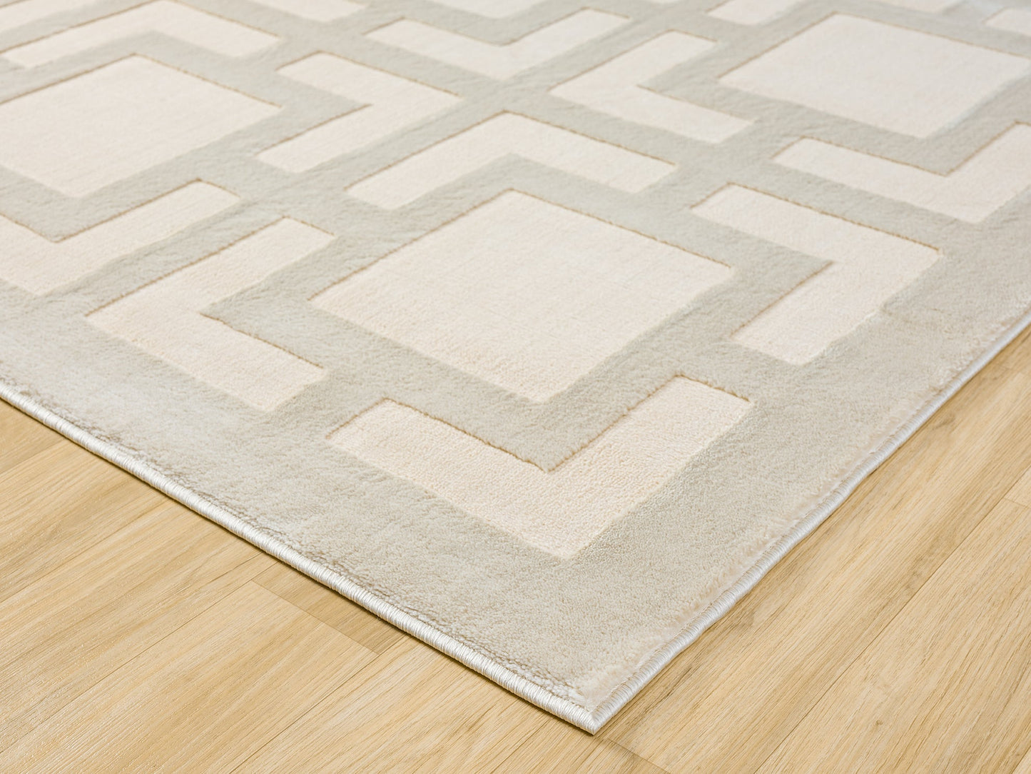 Vellure Textured Geometric Rug - Maze Grey