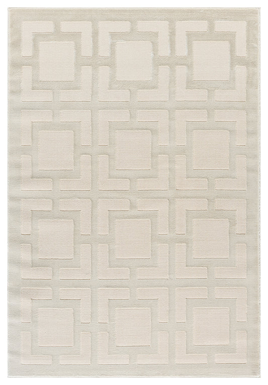 Cream Vellure Maze textured geometric rug, top-down view