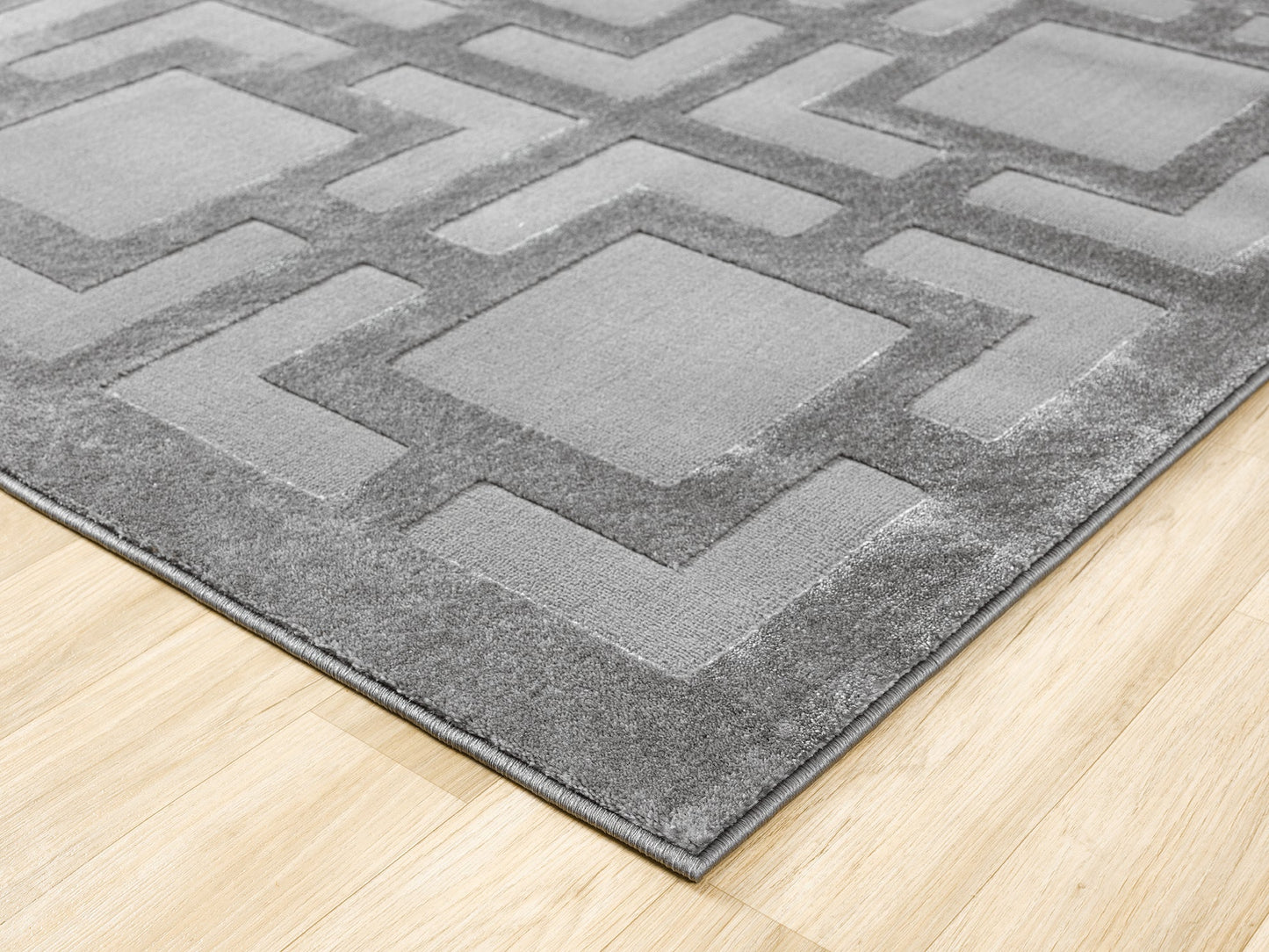 Vellure Textured Geometric Rug - Maze Grey