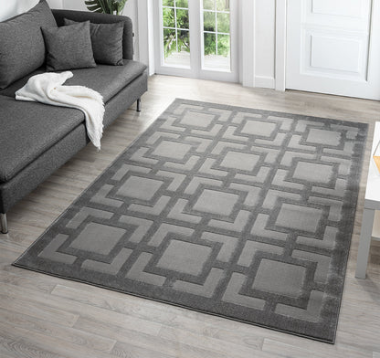 Vellure Textured Geometric Rug - Maze Grey