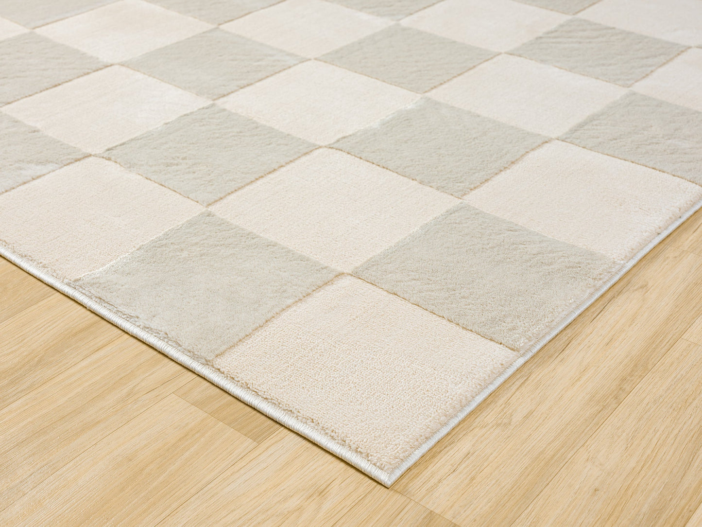 Vellure Textured Geometric Rug - Grid Cream