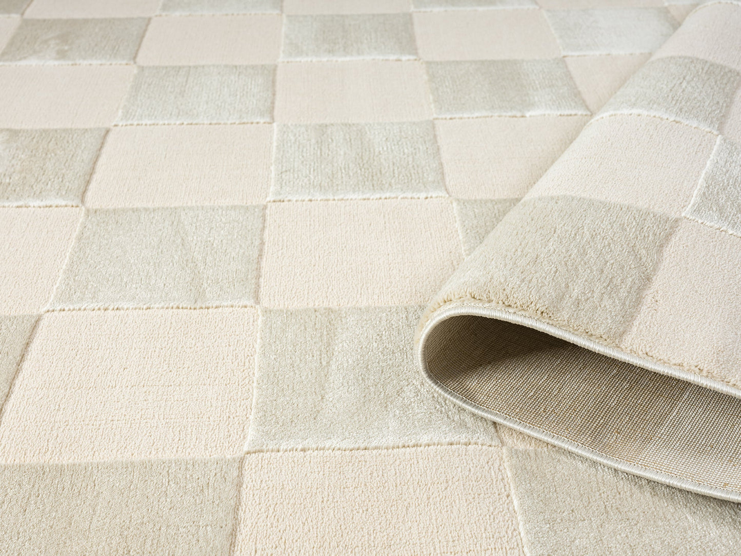 Vellure Textured Geometric Rug - Grid Cream