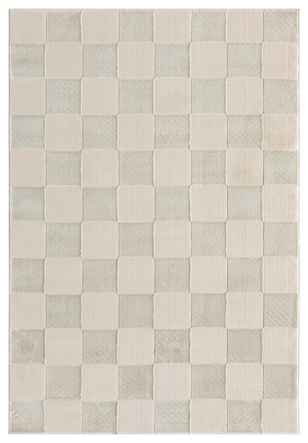 Vellure Textured Geometric Rug - Grid Cream