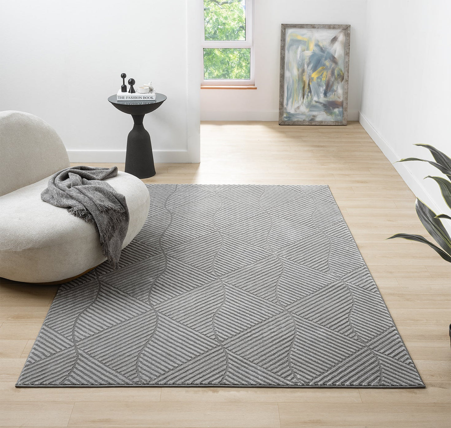 Vellure Textured Geometric Rug - Pyramid Cream