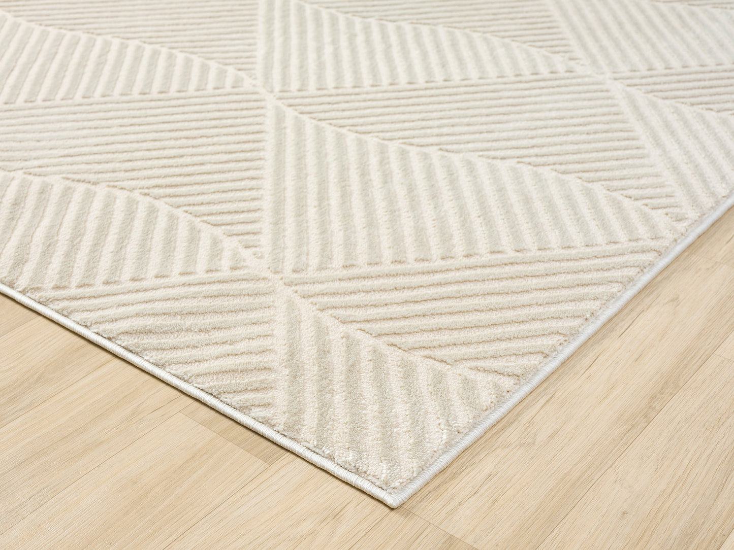 Vellure Textured Geometric Rug - Pyramid Cream