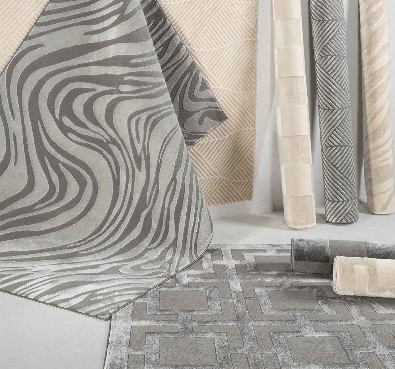Vellure Textured Geometric Rug - Grid Cream