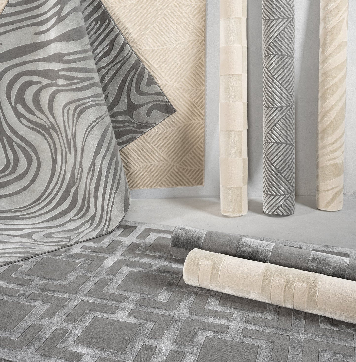 Vellure Textured Geometric Rug - Pyramid Cream