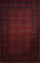 Red Yasmin traditional bokhara rug, flat portrait view