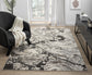 Grey Eleanor Astro embossed abstract rug, styled view