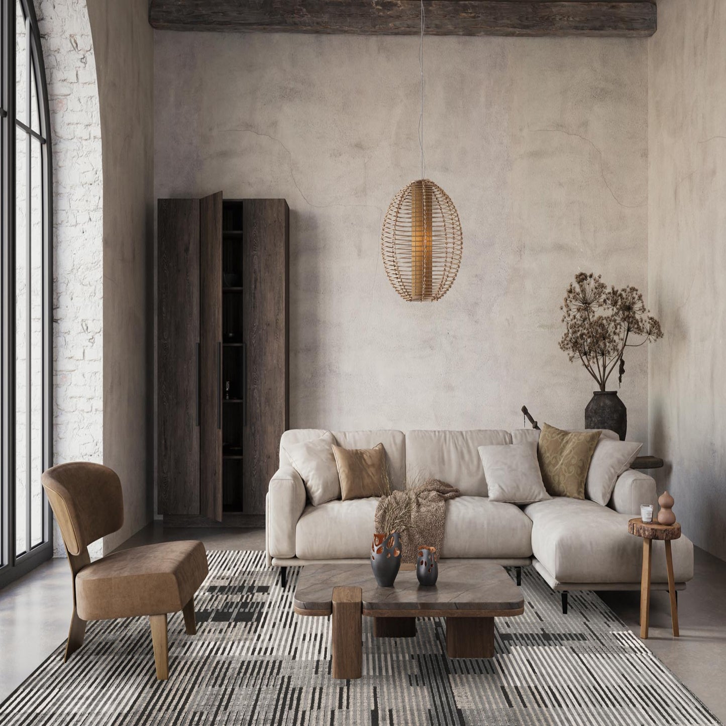 Dark Grey Mayfair Matrix metallic rug, styled view 4