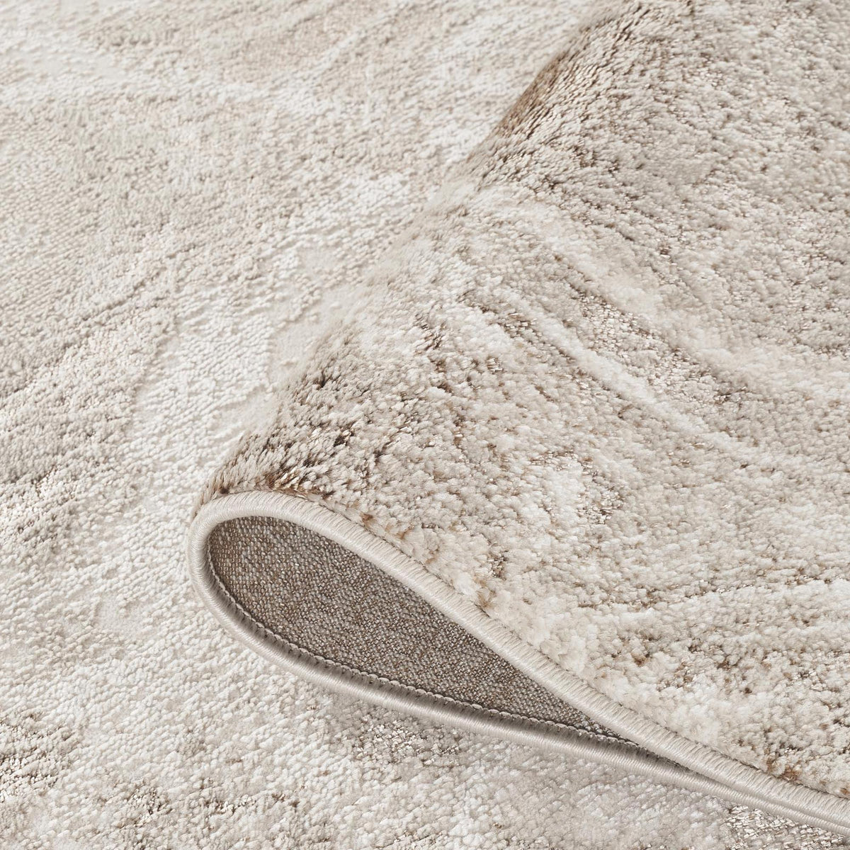 Elysium Nebula metallic abstract rug, styled view 3
