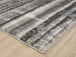 Grey Eleanor Linear embossed abstract rug, styled view