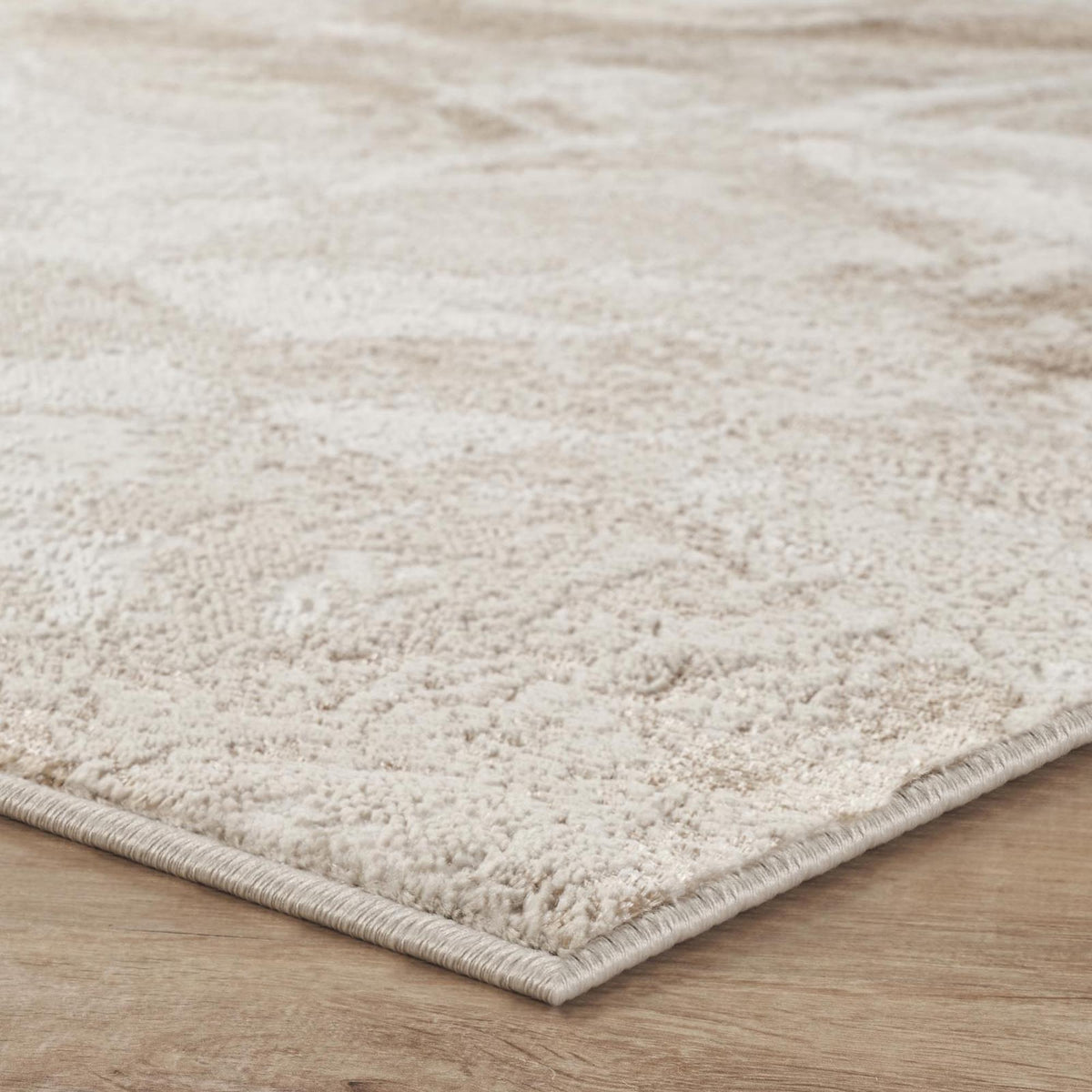 Elysium Nebula metallic abstract rug, styled view 4