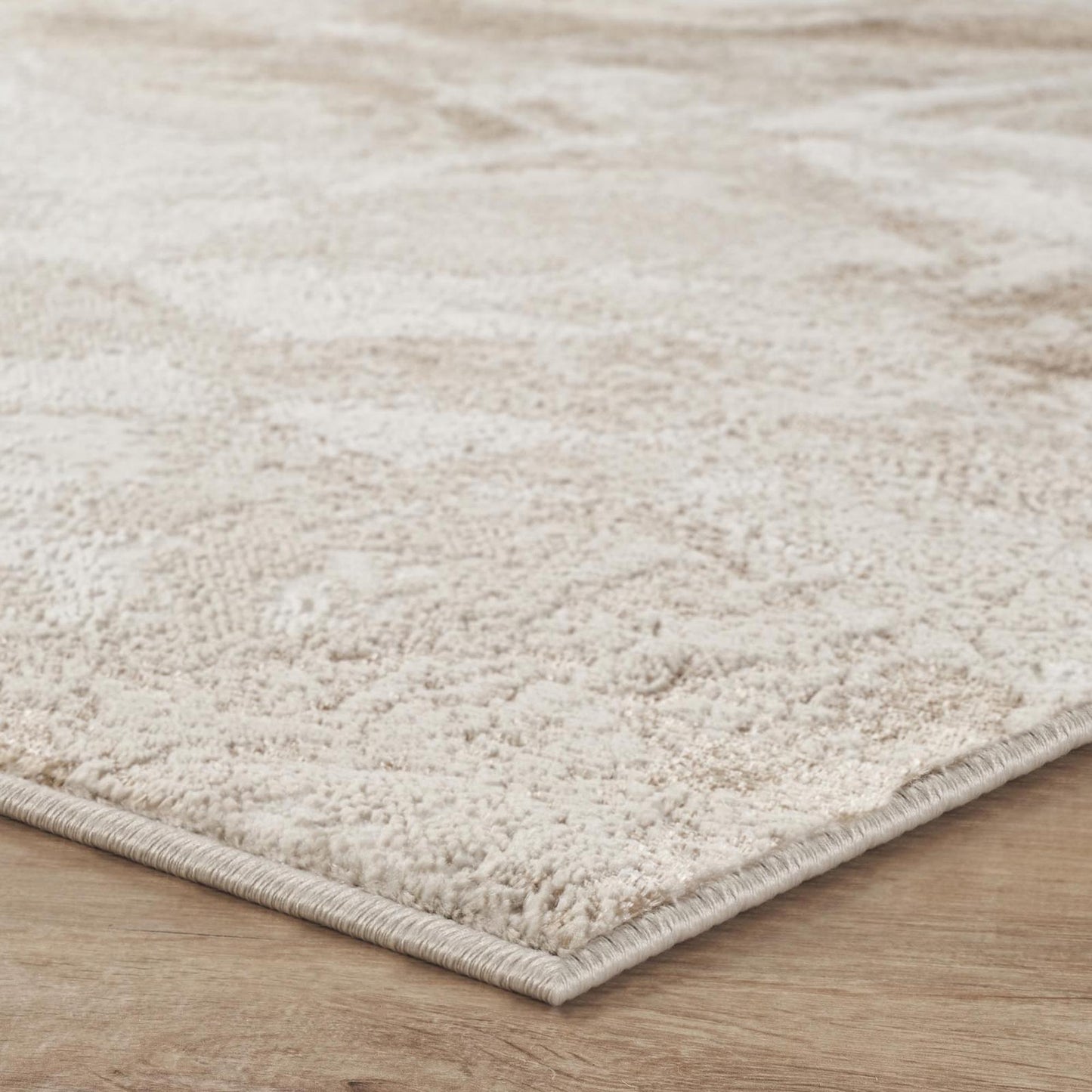 Elysium Nebula metallic abstract rug, styled view 4