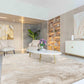 Elysium Nebula metallic abstract rug, styled view 6