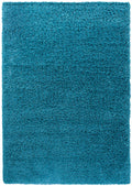Teal Oxford shaggy rug, flat portrait view