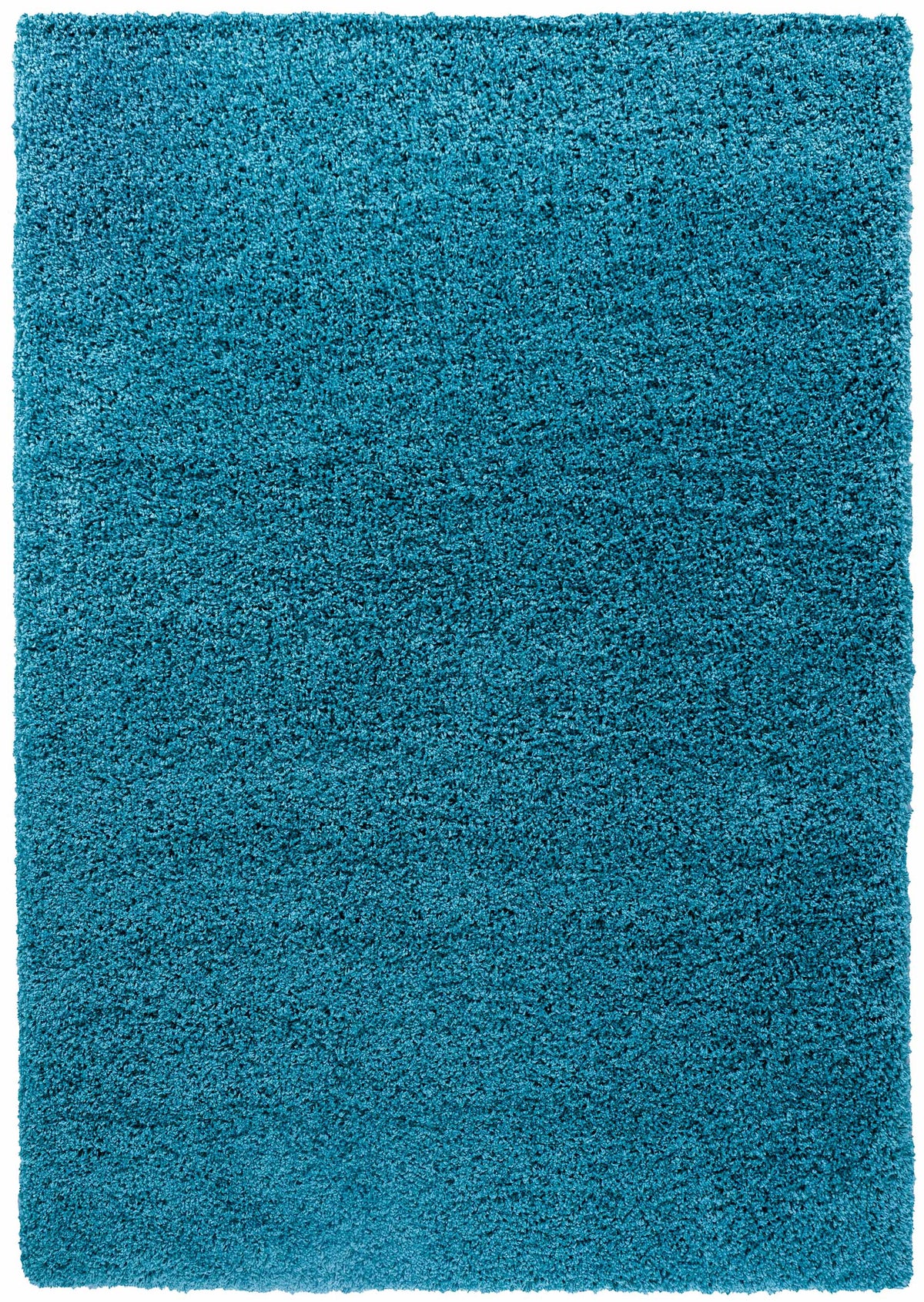 Teal Oxford shaggy rug, flat portrait view