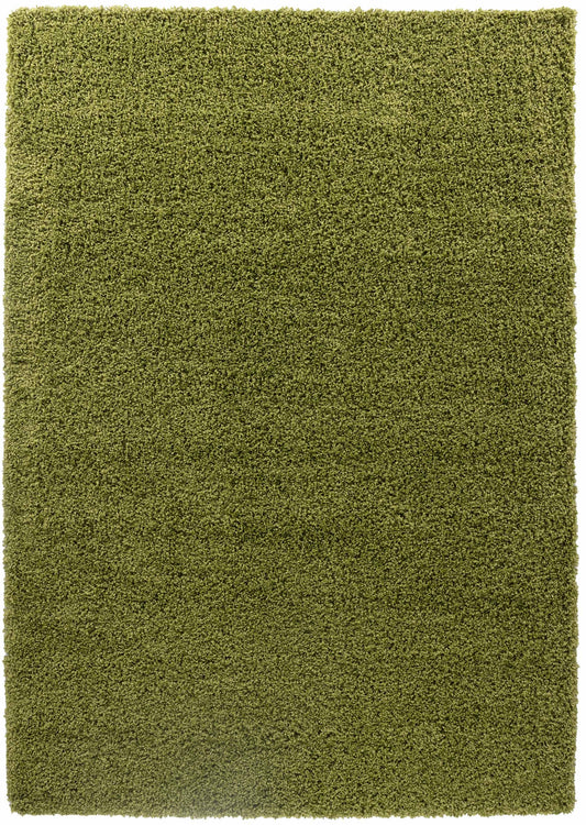 Green Oxford shaggy rug, flat portrait view