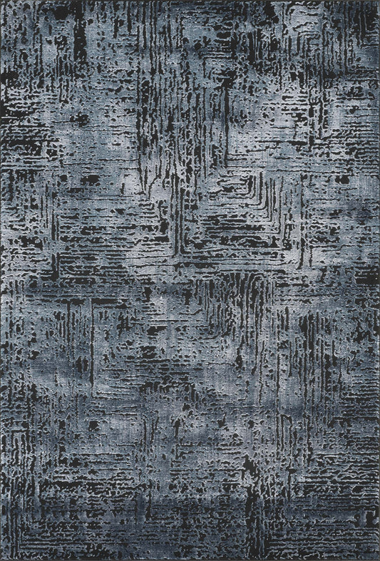 Navy Blue Belgravia Illusion metallic rug, flat portrait view