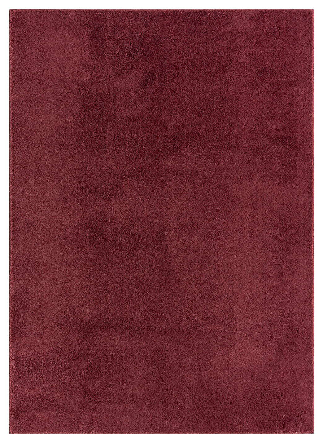 Red Comfy fluffy rug, flat portrait view
