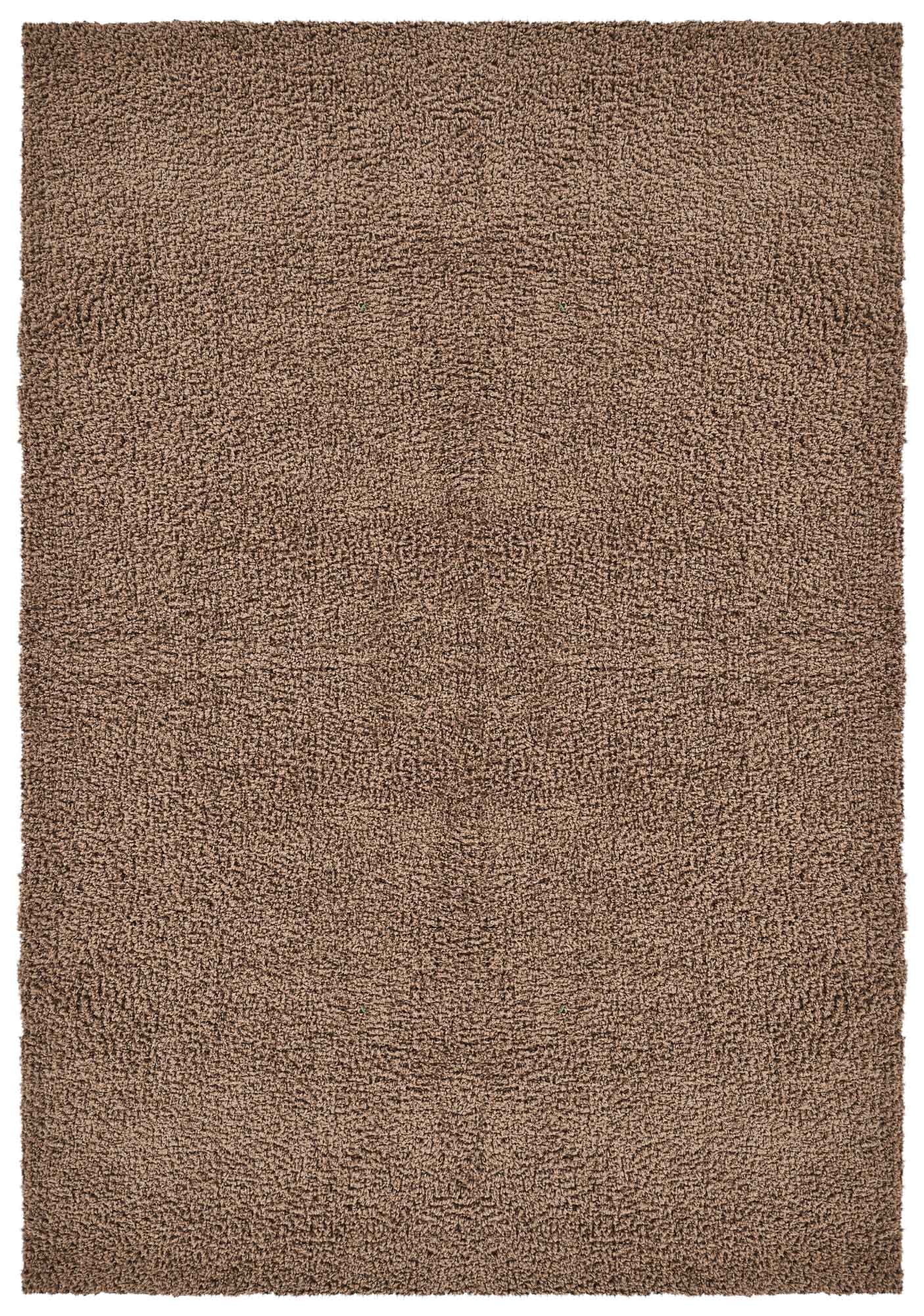 Brown Ainsley shaggy rug, flat portrait view