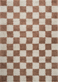 Terracotta Chester checkerboard rug, flat portrait view 2