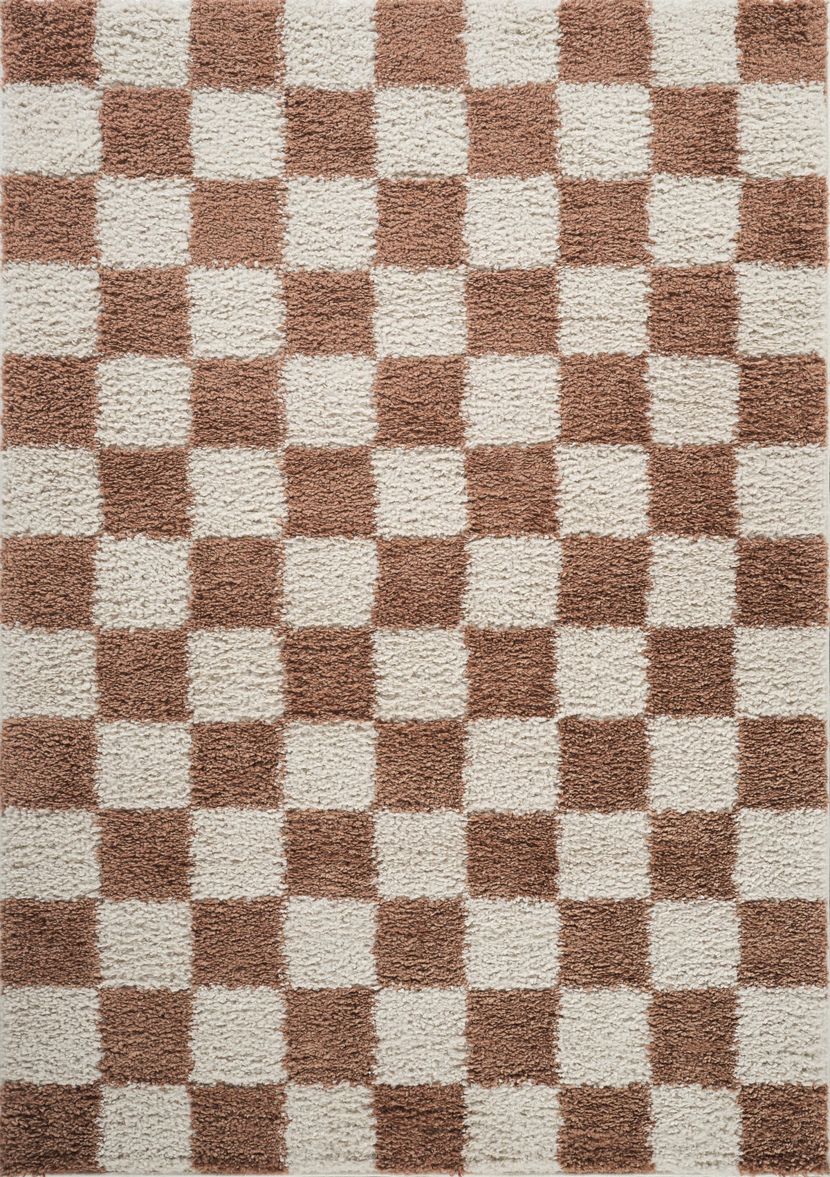 Terracotta Chester checkerboard rug, flat portrait view 2