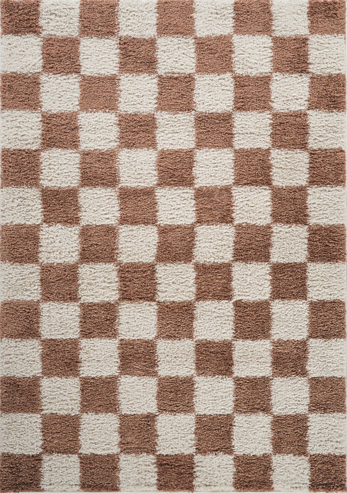 Terracotta Chester checkerboard rug, flat portrait view 2