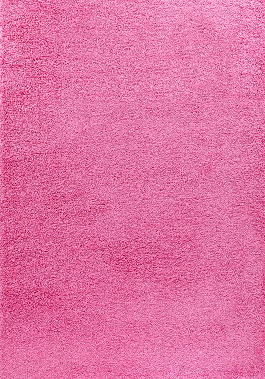 Pink Oxford shaggy rug, flat portrait view