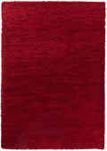 Red Oxford shaggy rug, flat portrait view