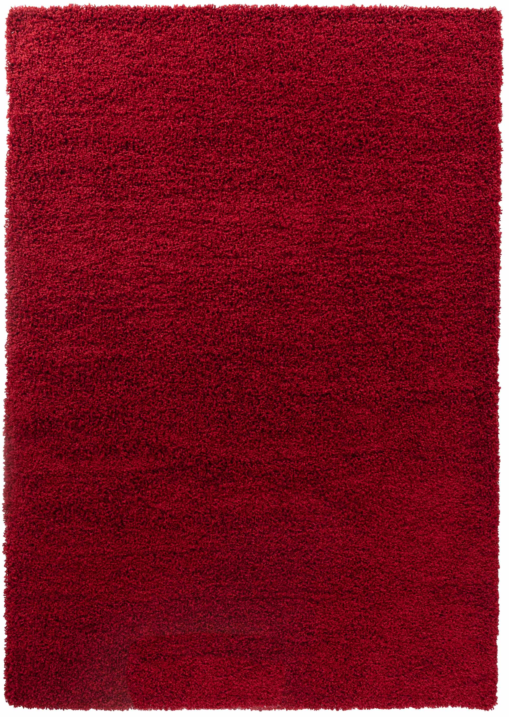 Red Oxford shaggy rug, flat portrait view