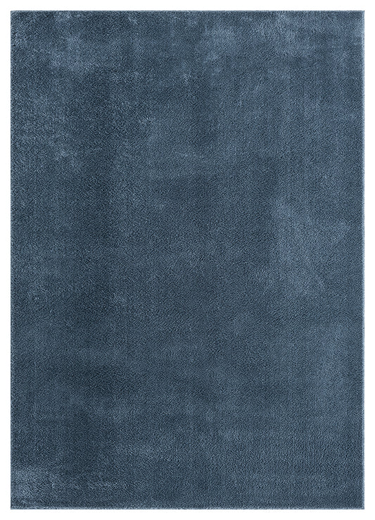 Navy Blue Comfy fluffy rug, flat portrait view