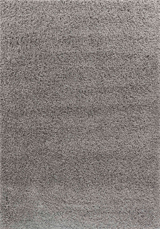 Grey Oxford shaggy rug, flat portrait view
