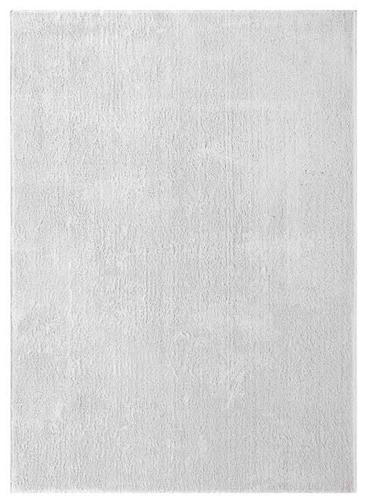 Silver Comfy fluffy rug, flat portrait view