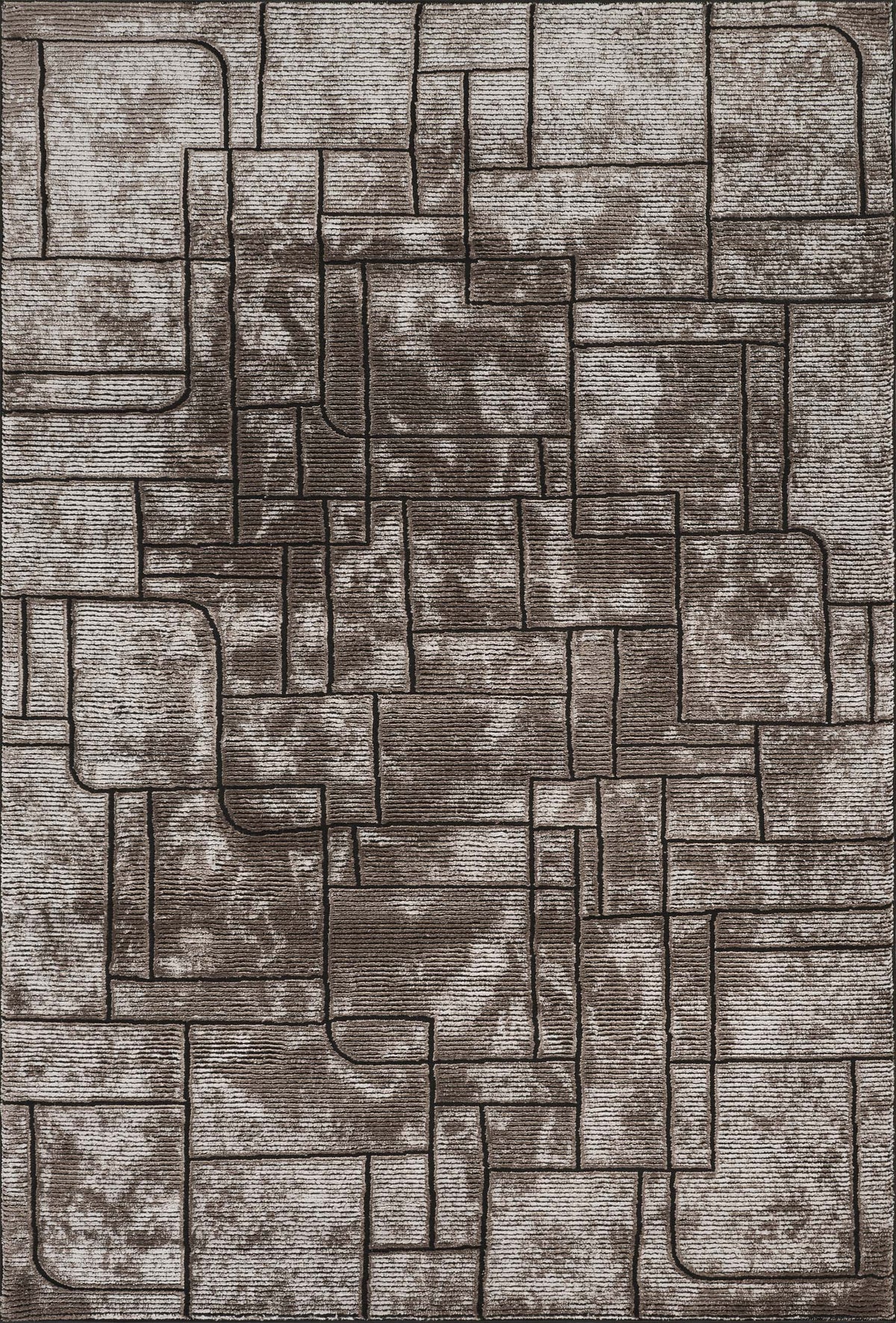 Mocha Belgravia Cobble metallic rug, flat portrait view