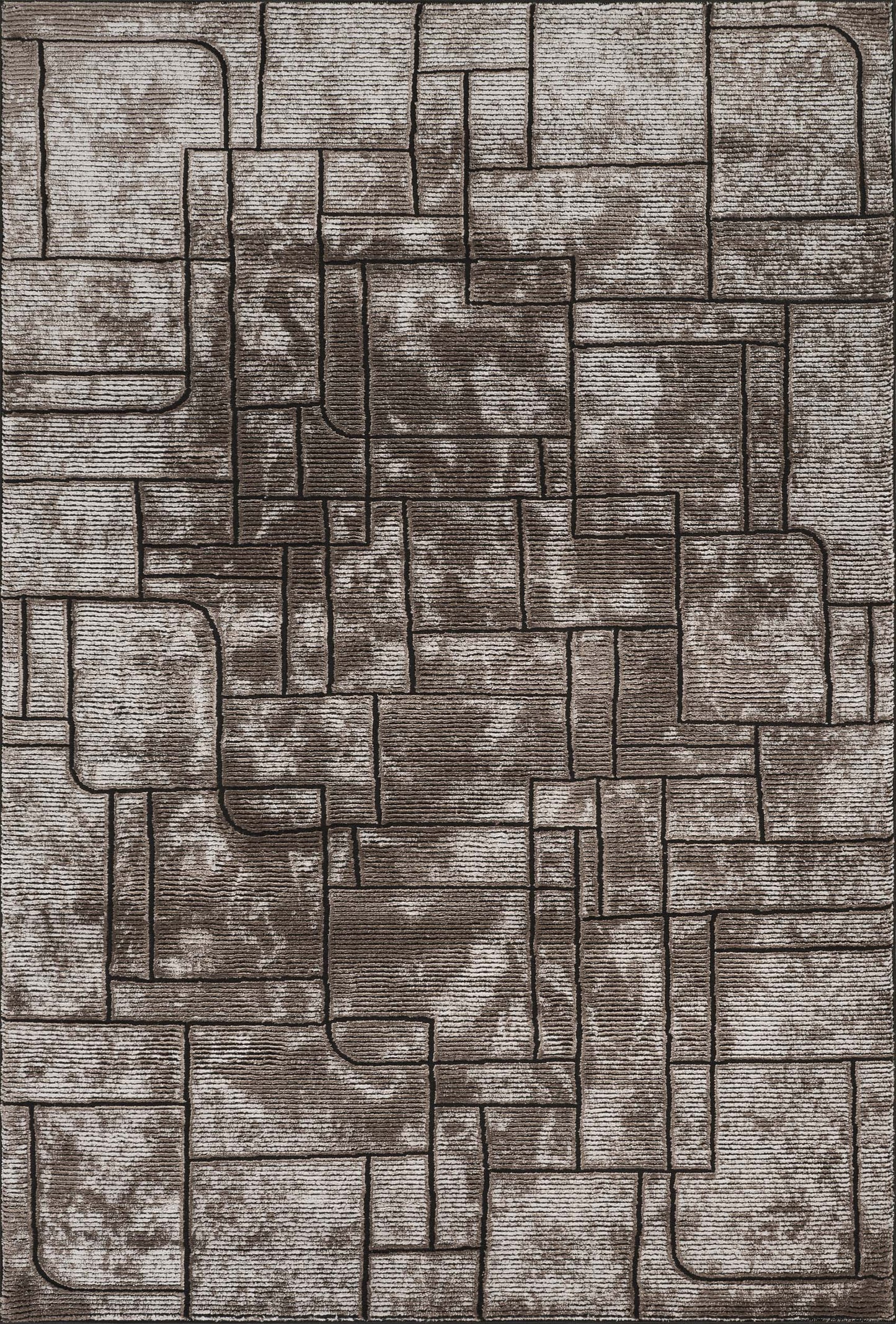 Mocha Belgravia Cobble metallic rug, flat portrait view