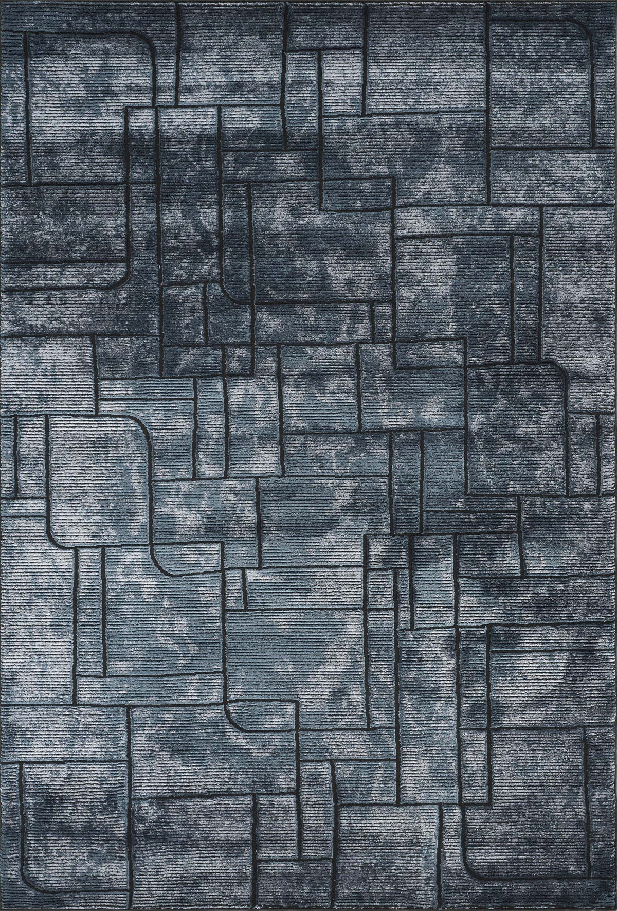 Navy Blue Belgravia Cobble metallic rug, flat portrait view