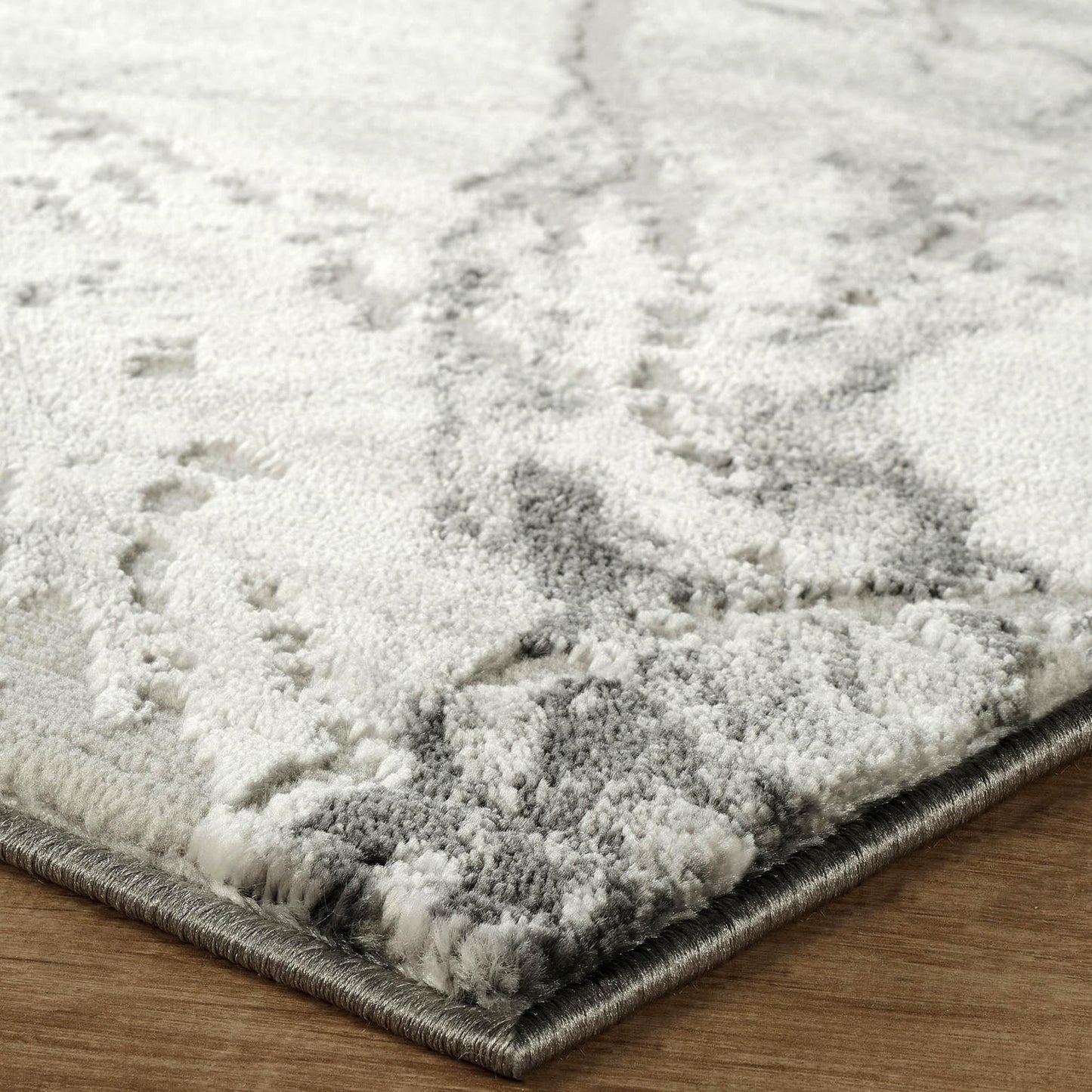 Grey Novu Valley abstract rug, styled view 4