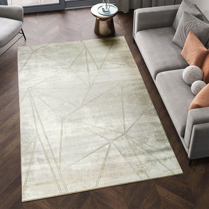 Novu Metallic Abstract Rug - Mirage Beige