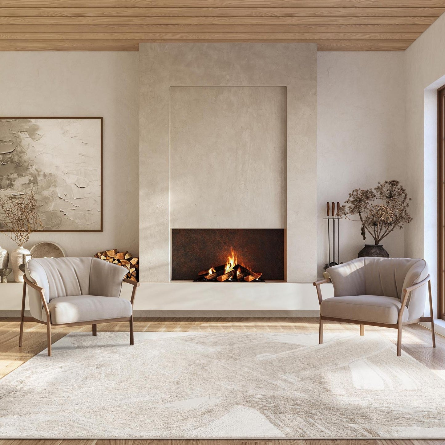 Elysium Expression metallic abstract rug, styled view