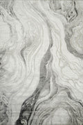 Grey Novu Stream abstract rug, styled view 2