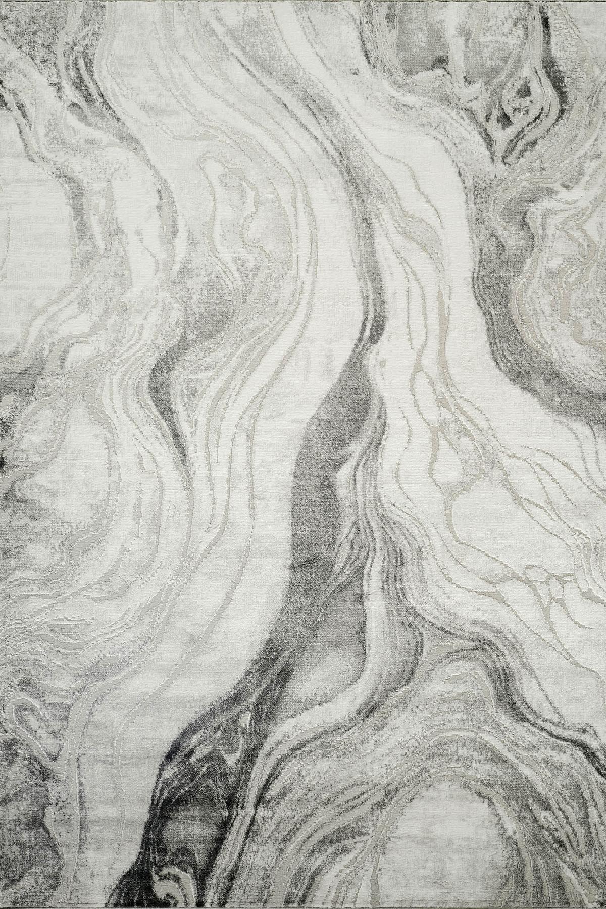 Grey Novu Stream abstract rug, styled view 2