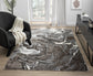 Grey Eleanor Marble embossed abstract rug, styled view